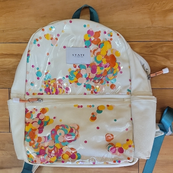 🌈 STATE Kane Kids Rainbow Sequin Confetti Backpack - Cream and Multicolor - Picture 10 of 14